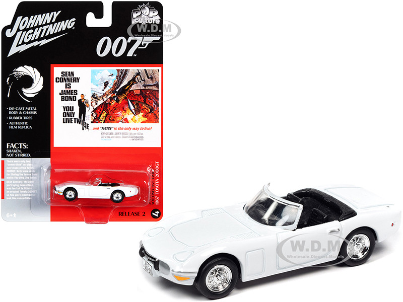 1967 Toyota 2000GT Convertible White James Bond 007 You Only Live Twice 1967 Movie Pop Culture Series 1/64 Diecast Model Car Johnny Lightning JLPC002 JLSP125