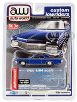 1970 Chevrolet Impala Sport Coupe Blue Metallic Custom Lowriders Limited Edition 4800 pieces Worldwide 1/64 Diecast Model Car Autoworld CP7666
