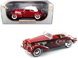 1937 Cord 812 Supercharged Coupe Burgundy White Top 1/18 Diecast Model Car Signature Models 18112