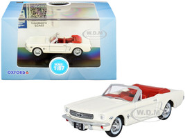 1965 Ford Mustang Convertible Wimbledon White Goldfinger Red Interior 1/87 HO Scale Diecast Model Car Oxford Diecast 87MU65005