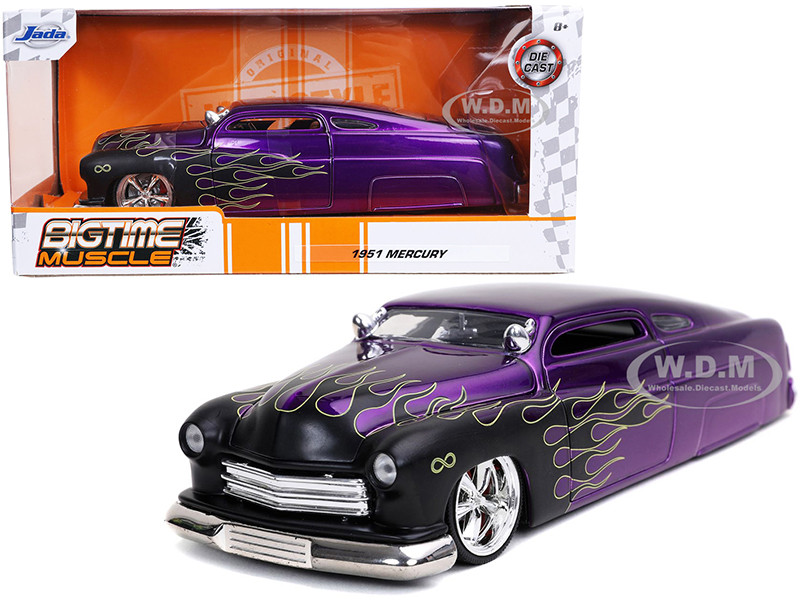 1951 Mercury Purple Black Flames Bigtime Muscle 1/24 Diecast Model Car Jada 32305