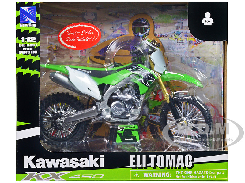 Kawasaki KX 450 #1 Eli Tomac Green 1/12 Diecast Motorcycle Model New Ray 58113