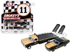 1970 Ford F-350 Ramp Truck 1969 Ford Trans Am Mustang #11 Black Gold Smokey's Yunick ACME Exclusive 1/64 Diecast Model Cars Greenlight ACME 51341