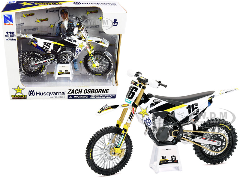 Husqvarna FC450 #16 Zach Osborne Rockstar Energy Drink 1/12 Diecast Motorcycle Model New Ray 58243