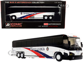 MCI D4505 Motorcoach Bus Toronto Police Canada White with Blue Red Stripes The Bus & Motorcoach Collection 1/87 HO Diecast Model Iconic Replicas 87-0253