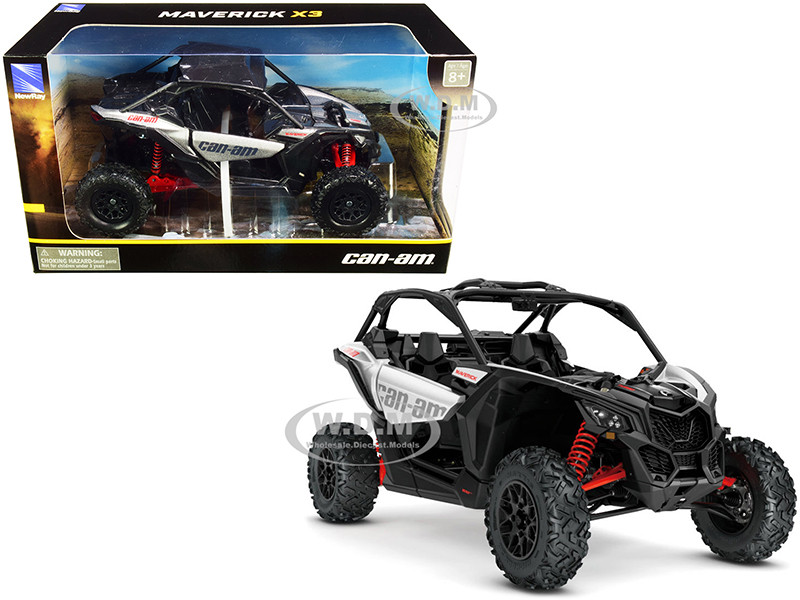 CAN-AM Maverick X3 ATV Hyper Silver Red 1/18 Diecast Model New Ray