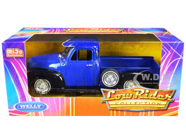 1953 Chevrolet 3100 Pickup Truck Blue Black Low Rider Collection 1/24 Diecast Model Car Welly 22087