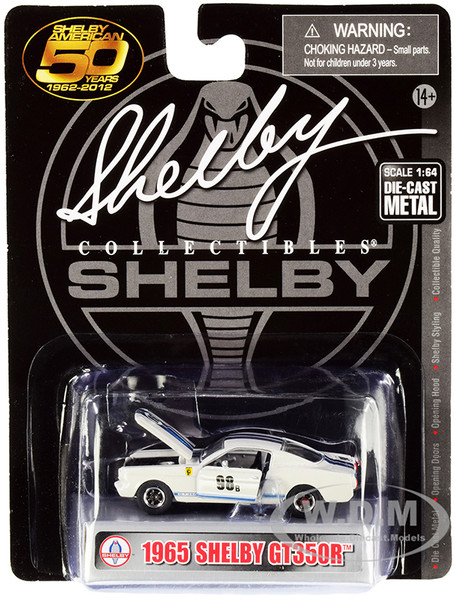 1965 Ford Mustang Shelby GT350R #98B Terlingua Racing Team White Blue Stripes Shelby American 50 Years 1962 2012 1/64 Diecast Model Car Shelby Collectibles SC777