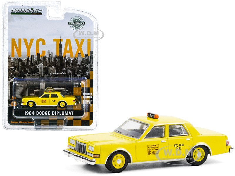 1984 Dodge Diplomat Yellow NYC Taxi New York City Hobby Exclusive 1/64  Diecast Model Car