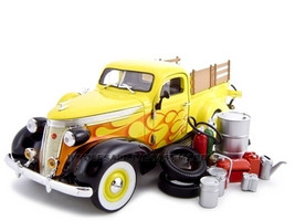1937 Studebaker Pickup Yellow With Accessories 1/24 Diecast Car Unique Replicas 18566
