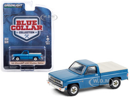 1981 Chevrolet C20 Custom Deluxe Pickup Truck Bed Cover Light Blue Metallic Blue Collar Collection Series 8 1/64 Diecast Model Car Greenlight 35180 D