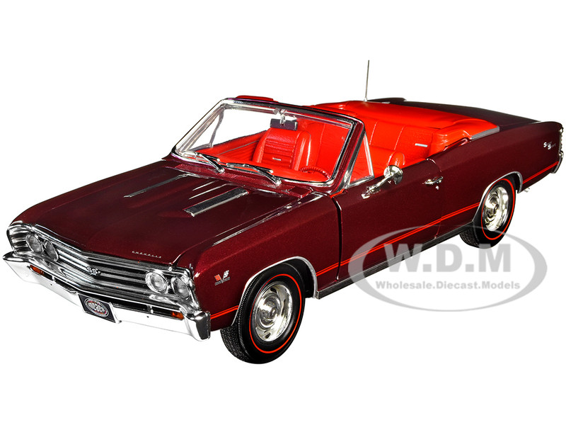 1967 Chevrolet Chevelle SS 396 Convertible Madiera Maroon Metallic Red Interior Muscle Car & Corvette Nationals MCACN 1/18 Diecast Model Car Autoworld AMM1244