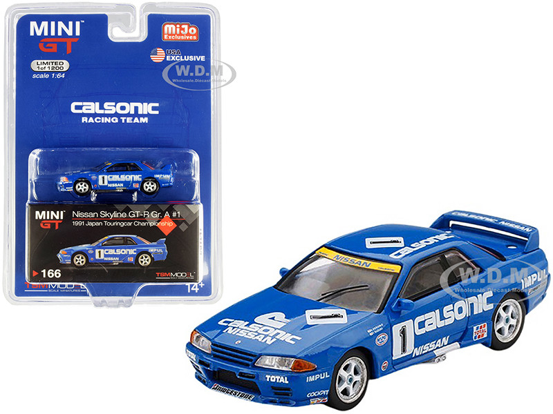 Nissan Skyline GT-R Gr.A RHD Right Hand Drive #1 Calsonic Japan Touring Car Championship JTCC 1991 Limited Edition 1200 pieces Worldwide 1/64 Diecast Model Car True Scale Miniatures MGT00166