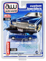 1975 Cadillac Eldorado Dark Blue Metallic Light Blue Partial Vinyl Top Custom Lowriders Limited Edition 4800 pieces Worldwide 1/64 Diecast Model Car Autoworld CP7720