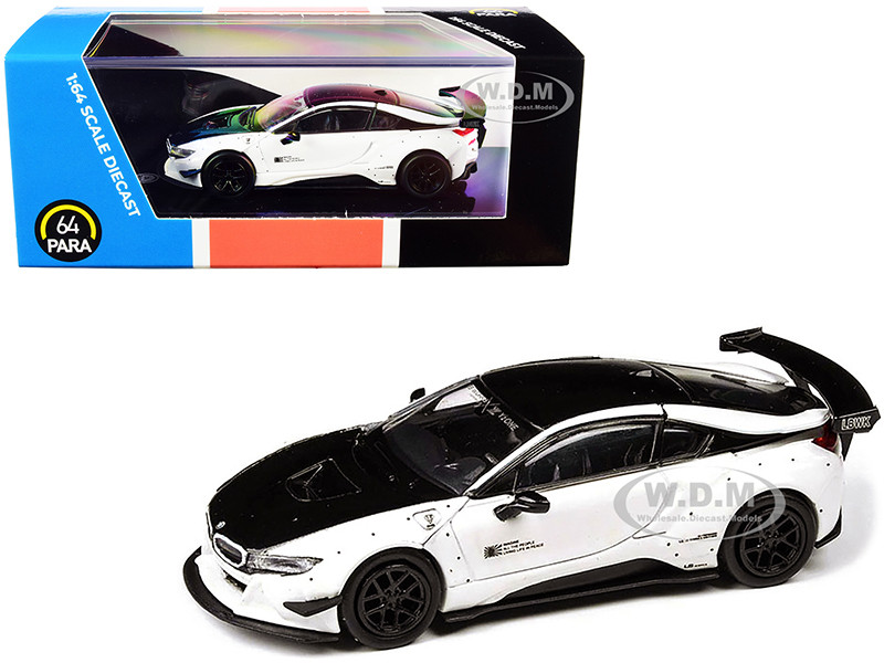 BMW i8 Liberty Walk White Black 1/64 Diecast Model Car Paragon PA-55151