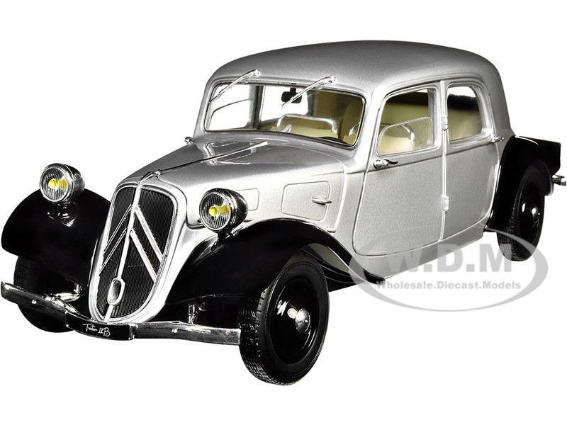Citroen Traction 11CV Silver and Black 1/18 Diecast Model Car by Solido