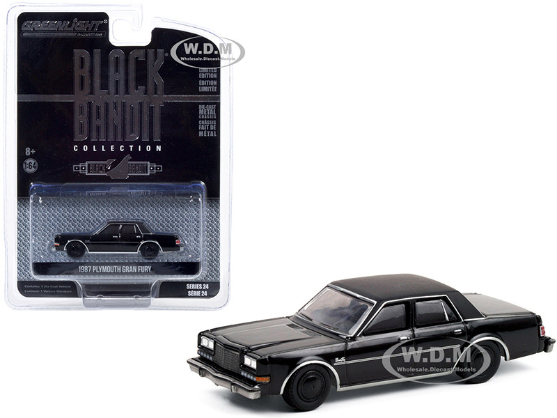1987 Plymouth Gran Fury Black Bandit Series 24 1/64 Diecast Model Car Greenlight 28050 C