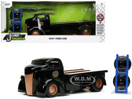1947 Ford COE Flatbed Tow Truck Ford Motor Co Black Extra Wheels Just Trucks Series 1/24 Diecast Model Car Jada 32314
