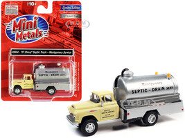 1957 Chevrolet Septic Tanker Truck Montgomery Septic Drain Service Sand Beige Silver 1/87 HO Scale Model Classic Metal Works 30604