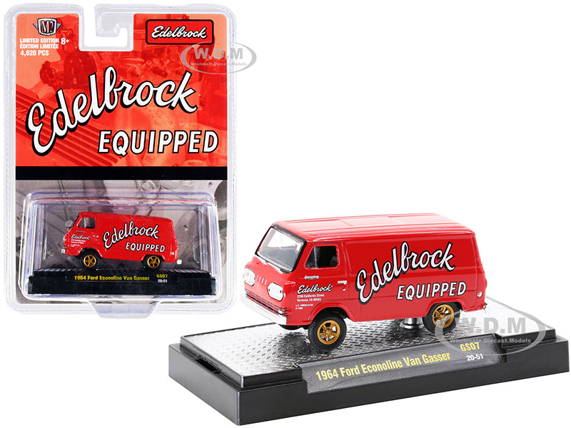 1964 Ford Econoline Van Gasser Bright Red Edelbrock Equipped Limited Edition 4620 pieces Worldwide 1/64 Diecast Model Car M2 Machines 31600-GS07