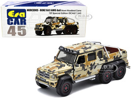 Mercedes Benz G63 AMG 6x6 Pickup Truck Spotlight Brown Woodland Camo 1st Special Edition 1/64 Diecast Model Car Era Car MB206X6RF45