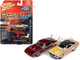 1969 Chevrolet Camaro SS Custom Graphics 1969 Dodge Charger Daytona Dark Red Psychedelic Seventies MCACN Muscle Car & Corvette Nationals Set of 2 Cars Limited Edition 2004 pieces Worldwide 1/64 Diecast Model Cars Johnny Lightning JLPK012 JLSP128