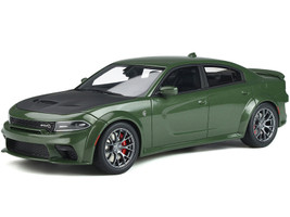 Dodge Charger SRT Hellcat Widebody Green Metallic Matt Black Hood 1/18 Model Car GT Spirit GT303