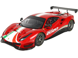 2020 Ferrari 488 GT3 Rosso Corsa 322 Red Green Red Stripes DISPLAY CASE Limited Edition 128 pieces Worldwide 1/18 Model Car BBR P18187