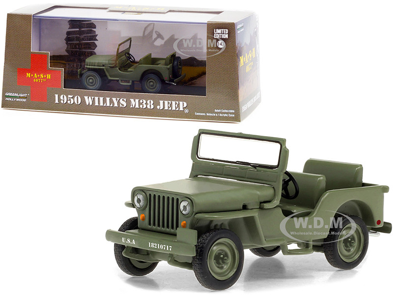1950 Willys M38 Jeep Army Green MASH 1972 1983 TV Series 1/43 Diecast Model Car Greenlight 86594