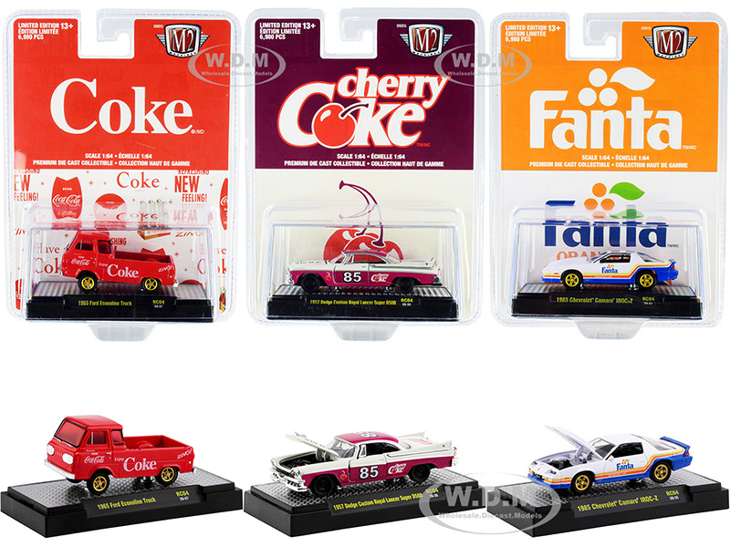 Coca Cola Fanta Set of 3 pieces New Release Limited Edition 6980 pieces Worldwide 1/64 Diecast Model Cars M2 Machines 52500-RC04