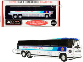 1980 MCI MC-9 Crusader II Intercity Coach Bus Brewster Gray Line Canada White Silver Stripes Vintage Bus & Motorcoach Collection 1/87 HO Diecast Model Iconic Replicas 87-0234