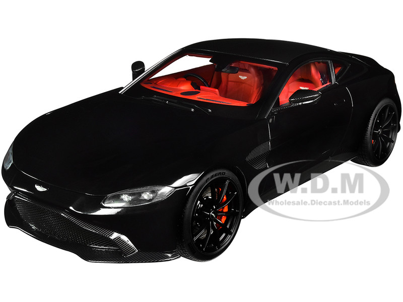 2019 Aston Martin Vantage RHD Right Hand Drive Jet Black Red Interior 1/18 Model Car Autoart 70275