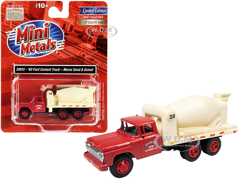 HO BY CLASSIC METAL WORKS 30615 1960 FORD CEMENT MIXER TRUCK RED /& CREAM 1//87