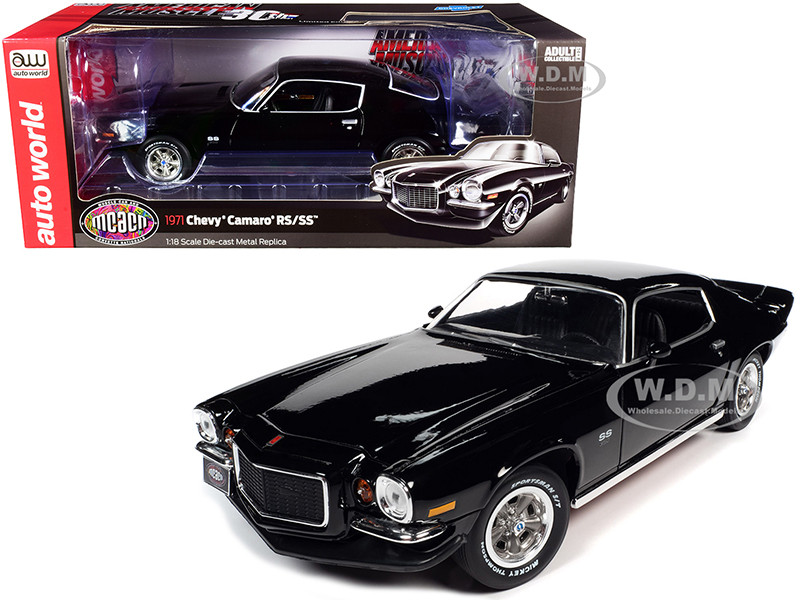 1971 Chevrolet Camaro RS/SS Tuxedo Black Muscle Car & Corvette Nationals MCACN American Muscle 30th Anniversary 1/18 Diecast Model Car Autoworld AMM1250