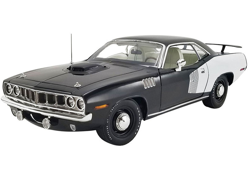 1971 Plymouth Hemi Barracuda Black with White Stripes Limited Edition to  732 pieces Worldwide 1/18 Diecast Model Car by ACME