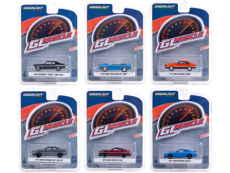 6PC DIECAST CAR SET 1/64 BY GREENLIGHT 13140 GREENLIGHT MUSCLE RELEASE 14