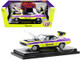 1971 Plymouth Barracuda 440 Pearl White Black Curious Yellow Violet-Metallic Stripes Limited Edition 6500 pieces Worldwide 1/24 Diecast Model Car M2 Machines 40300-82 A