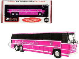 1980 MCI MC-9 Crusader II Intercity Coach Bus Pink Allstate Charter Lines Inc. Vintage Bus & Motorcoach Collection 1/87 HO Diecast Model Iconic Replicas 87-0272