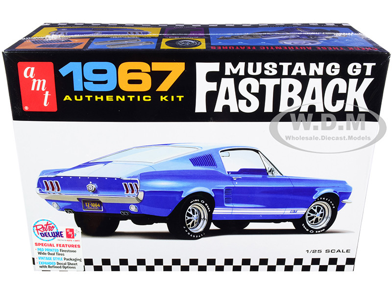 BLACK 1967 FORD SHELBY GT350 MUSTANG AMT 1:25 SCALE PLASTIC MODEL CAR KIT 