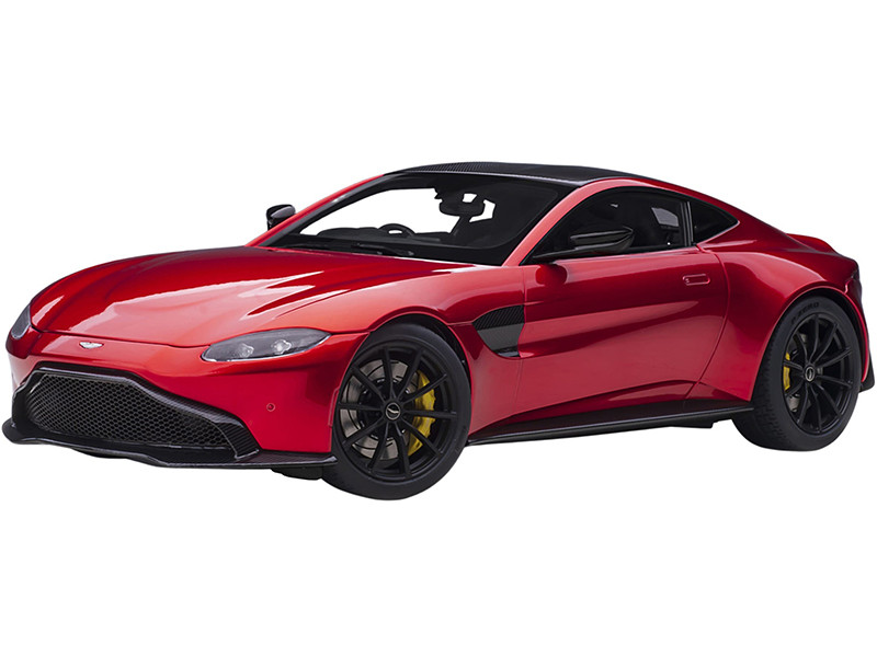 2019 Aston Martin Vantage RHD Right Hand Drive Hyper Red Metallic Carbon Top 1/18 Model Car Autoart 70277