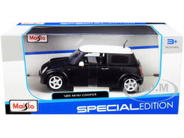 Mini Cooper Matt Black White Top 1/24 Diecast Model Car Maisto 31219