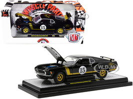 1970 Ford Mustang BOSS 302 #15 Muscle Parts Black Gold Stripes Limited Edition 6600 pieces Worldwide 1/24 Diecast Model Car M2 Machines 40300-84 A