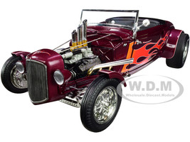 1934 Hot Rod Roadster Brandywine Burgundy Metallic Flames Limited Edition 450 pieces Worldwide 1/18 Diecast Model Car GMP 18926