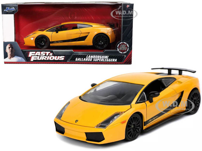 Lamborghini Gallardo Superleggera Yellow Black Stripes Fast & Furious Movie 1/24 Diecast Model Car Jada 32609
