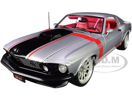 1969 Ford Mustang Boss 302 Street Fighter Redline Silver Red Interior Red Stripe Limited Edition 912 pieces Worldwide 1/18 Diecast Model Car ACME A1801842