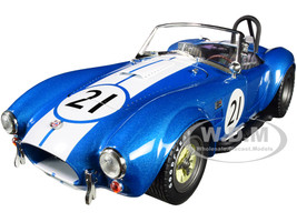 Shelby Cobra 427 S/C #21 Blue Metallic White Stripes 1/18 Diecast Model Car Shelby Collectibles SC112