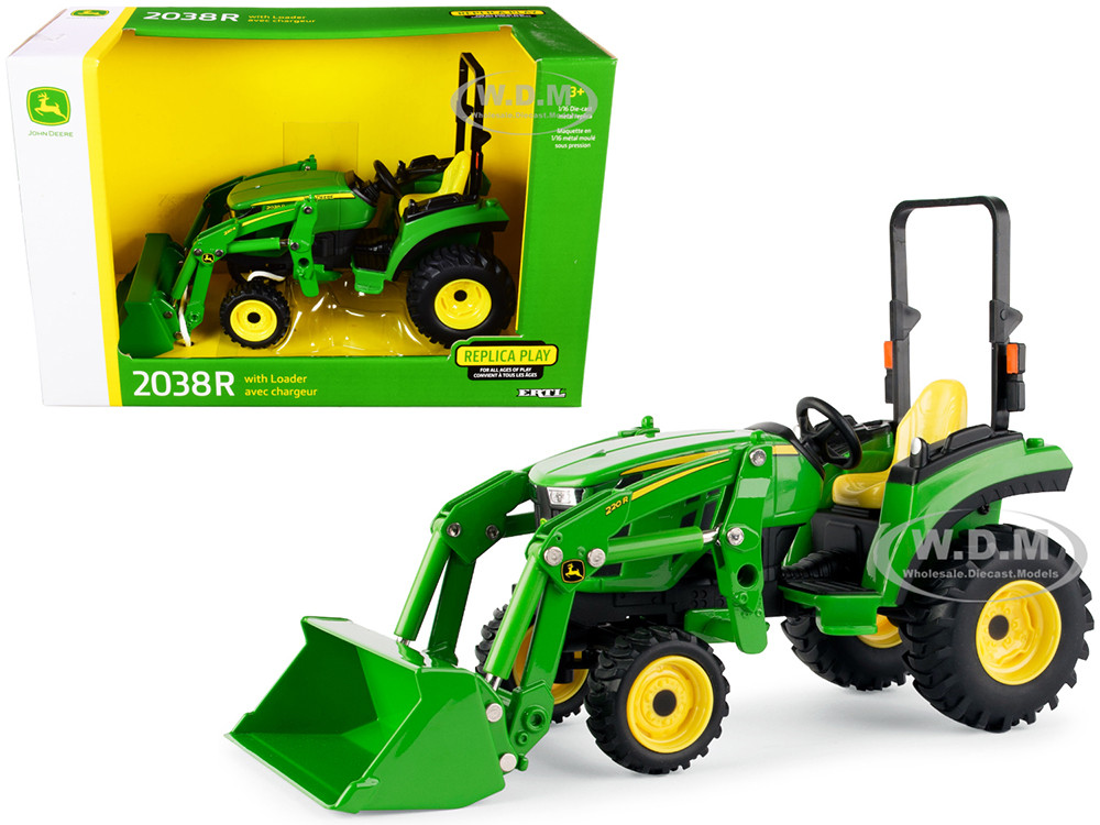 John Deere 2038R Tractor with Loader Green 1/16 Diecast Model by ERTL TOMY