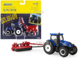 New Holland T6.175 Tractor Blue New Holland H7230 Discbine Disc Mower-Conditioner Red Set 2 pieces 1/64 Diecast Models ERTL TOMY 13896