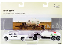 RAM 2500 Pickup Truck Farm Service White Anhydrous Ammonia Tanks Chassis Set 2 pieces 1/64 Diecast Models ERTL TOMY 16380