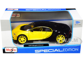 Bugatti Chiron Yellow Black 1/24 Diecast Model Car Maisto 31514